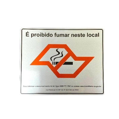 Placa de Sinalização -É PROIBIDO FUMAR NESTE LOCAL- 248 X 198mm