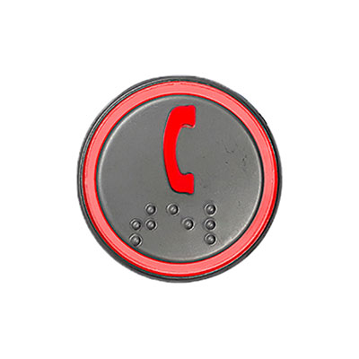 Botão com Braille Led Vermelho 32mm 12 / 24V Interfone
