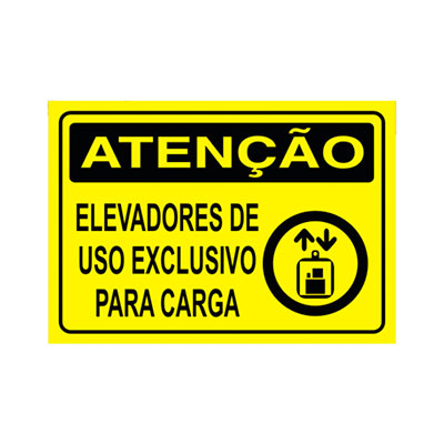 Placa de Sinalização - ELEVADOR DE USO EXCLUSIVO PARA CARGA - 240 X 160mm