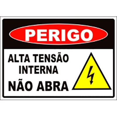 Placa de Sinalização - Perigo Alta Tensão - 310 X 220mm